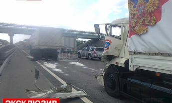 Под Воронежем из-за лопнувшего колеса столкнулись несколько грузовиков "гумконвоя РФ" (фото)