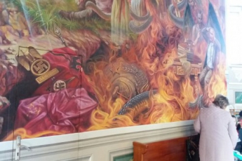 В храме во Львовской обл. нарисовали горящего в аду Путина: видео