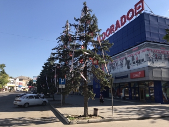 Новый год? В Мелитополе наряжают елки и в июле (фото)