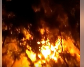 В Мелитополе полыхал пожар на детской площадке (видео)