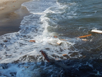 В Кирилловке нарушителя заставили доставать из моря выброшенный мусор