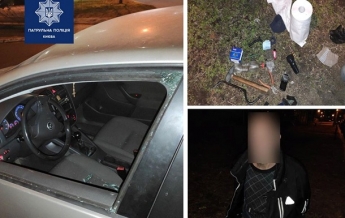 Пьяный дебошир крушил молотком авто в Киеве