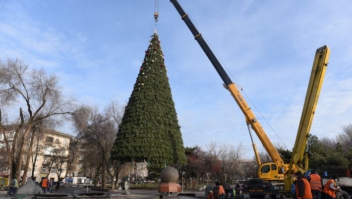 В Запорожье демонтировали главную городскую елку (фото)