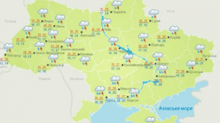 Неделя в Украине начнется с дождей, гроз и незначительного похолодания по всей стране