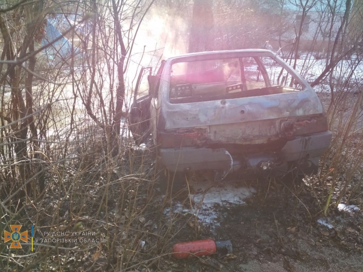 В центре Запорожья по неизвестным причинам сгорел автомобиль (фото)