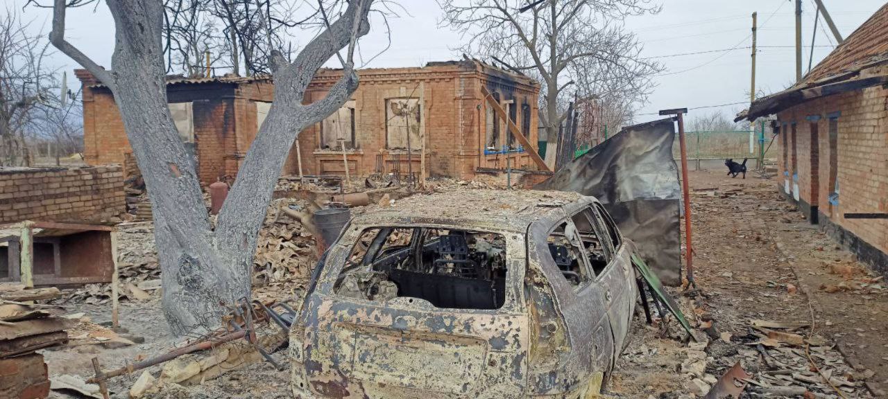 Село в Запорожской области  полностью разрушено