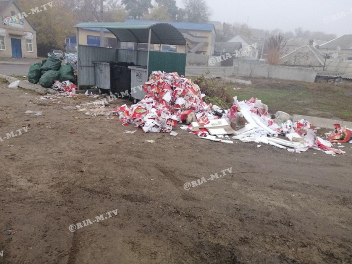 Ласунка мусор возле контейнера