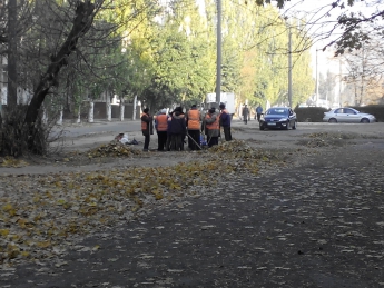 Бой листве. Коммунальщики проводят зачистку улиц (фото)