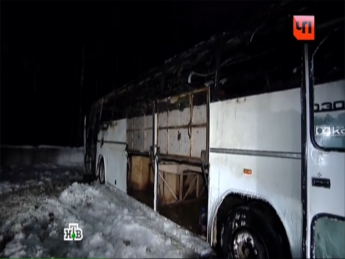 В Москве сгорел рейсовый автобус из Запорожья (видео)