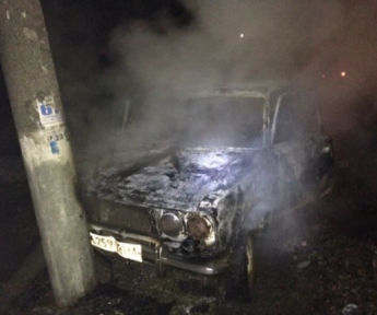 В Запорожской области авто врезалось в столб и загорелось (ФОТО)