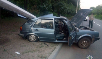 Столб разбил вдребезги авто в Запорожье