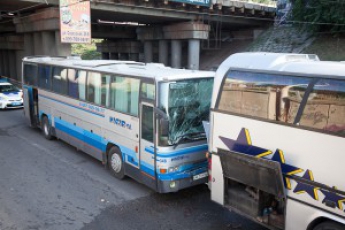 Сразу три автобуса с детьми попали в ДТП в Запорожье(Фото)