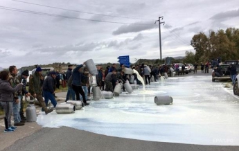 Итальянские фермеры в знак протеста вылили тонны молока (видео)