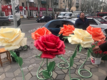 В Мелитополе на цветочных рынках предлагают удивить женщин гигантскими розами  (фоторепортаж)