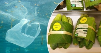 Гениальное решение: банановые листы вместо пластиковых пакетов в тайском супермаркете (фото)
