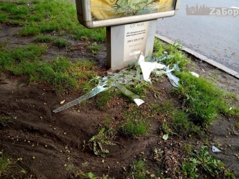 В Запорожье на центральном проспекте разбили ситилайт "Нацкорпуса" (фото)