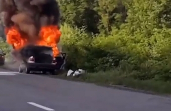 На трассе под Мелитополем взорвался автомобиль (видео)