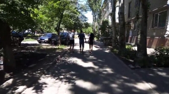 В Запорожье молодые люди "выгуливали" девушку на поводке (видео)
