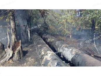 В Мелитополе горит теплотрасса и территория рядом с рынком (видео)