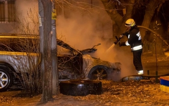 В Днепре ночью сгорело авто (видео)