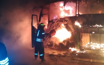 В Никополе сгорел пассажирский автобус (фото)