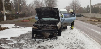 В Запорожской области на проезжей части загорелся автомобиль