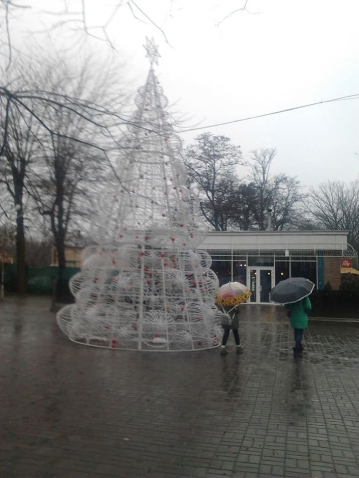 Погода помешала открытию главной елки в парке Мелитополя