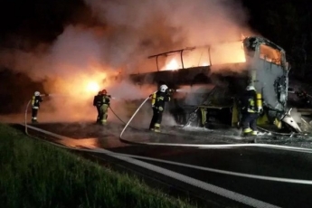 В Польше на ходу загорелся автобус с украинцами