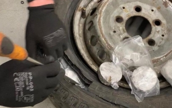 Украинец пытался провезти из Польши 20 кг наркотиков в колесе (видео)