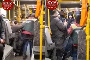 В Киеве в троллейбусе устроили громкие разборки, полиция проигнорировала (видео)