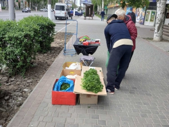 Стихийные торговцы оккупировали тротуары в Мелитополе (фото, видео)