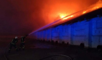 На Днепропетровщине огромный пожар охватил два зернохранилища (Фото)