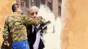 В России появилось граффити Путина с ведром после скандала с портретом Нобелевского лауреата: фото