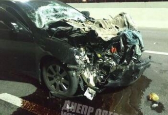 В Днепре на Центральном мосту произошло жесткое ДТП: пьяный водитель Toyota влетел в мусоровоз