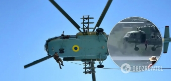 На Харьковщине десант высадился с вертолета прямо в реку (видео)