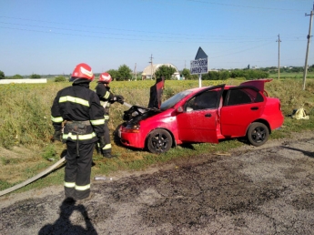 В Запорожской области на ходу вспыхнул автомобиль