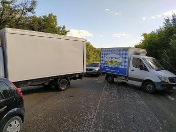 На мелитопольской трассе водители грузовиков перегородили дорогу "обочечникам" (фото)