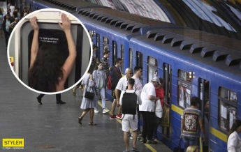 В метро Киева отожгла полураздетая пассажирка: заставила краснеть мужчин (видео)