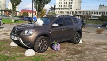 В Киеве оригинально наказали любителя парковаться в зеленой зоне: фото
