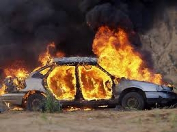В городе Запорожской области рано утром сгорел автомобиль (фото)