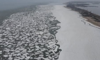 Азовское море в Запорожской области замерзло (видео)