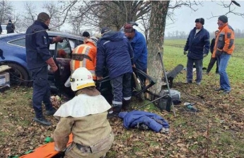 Под Днепром Audi "вылетел" с дороги в дерево: водителя вырезали из машины (фото)