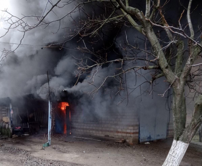 В Запорожской области сгорел гараж вместе с автомобилем (фото)