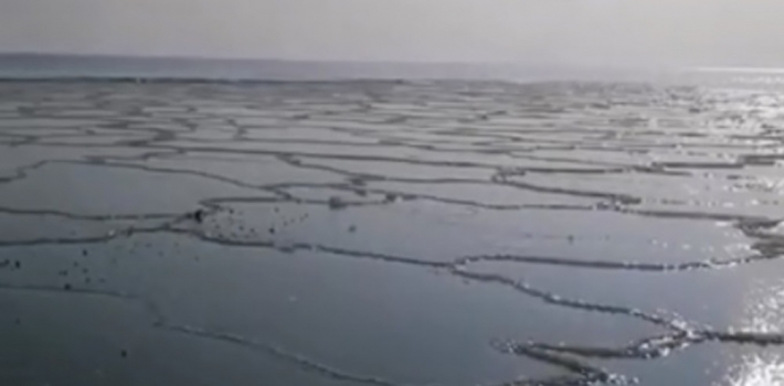 В Кирилловке море накрыло "лоскутным одеялом" (видео)
