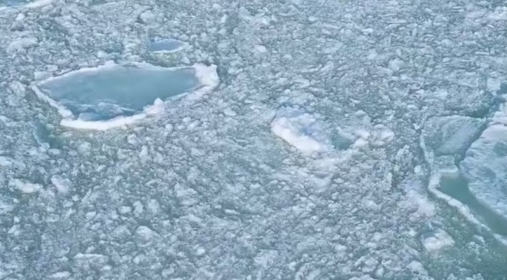 В Запорожской области запечатлели движение льда в Азовском море (видео)