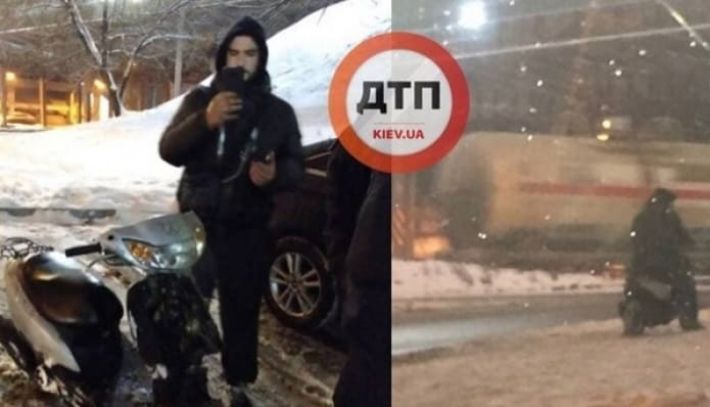В Киеве прохожие задержали пьяного на скутере
