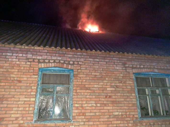 В Запорожской области горела крыша частного дома (фото)