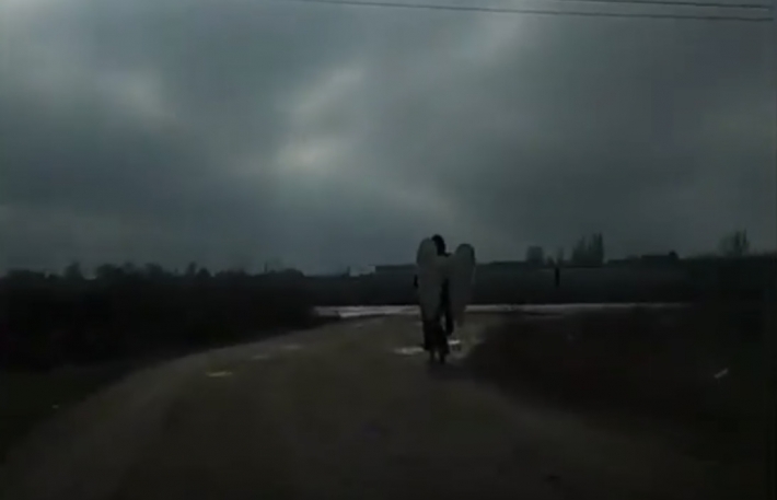 В Мелитополе показали как ангел едет на работу (видео)