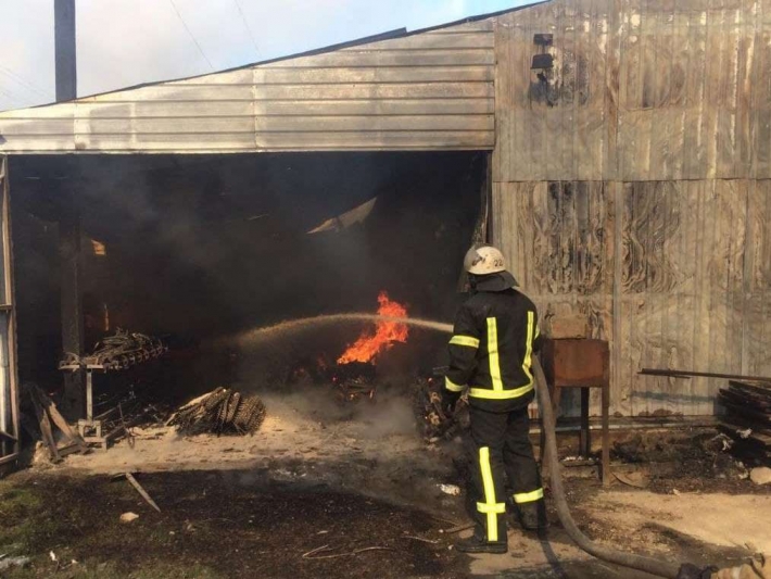 В Запорожской области тушили масштабный пожар в ангаре (фото)