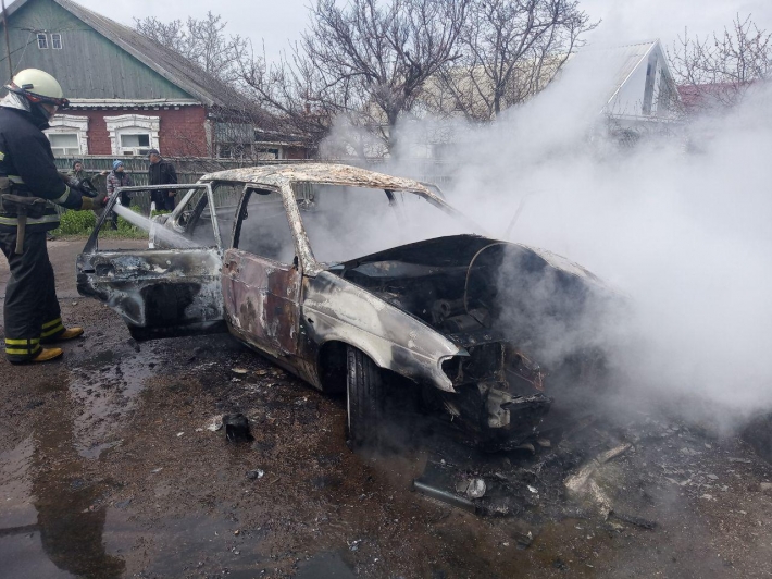 В Запорожской области дотла сгорел автомобиль (фото)